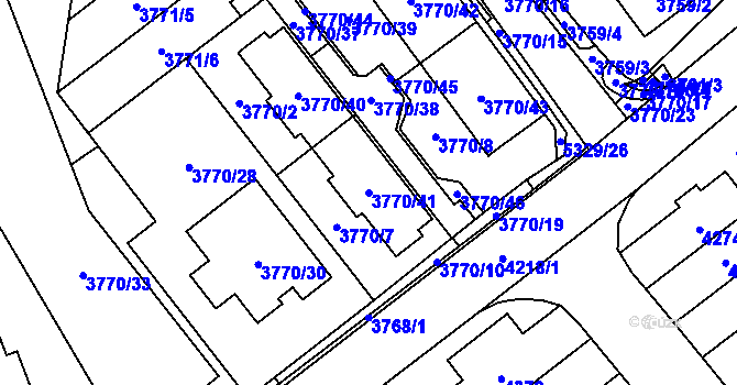 Parcela st. 3770/41 v KÚ Řečkovice, Katastrální mapa