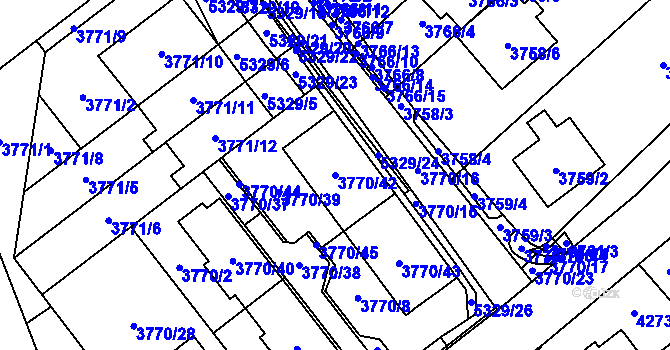 Parcela st. 3770/42 v KÚ Řečkovice, Katastrální mapa