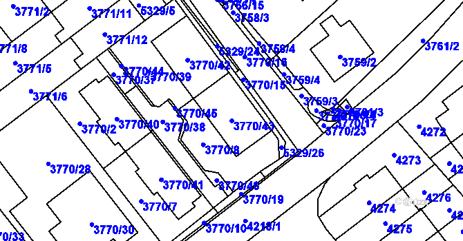 Parcela st. 3770/43 v KÚ Řečkovice, Katastrální mapa