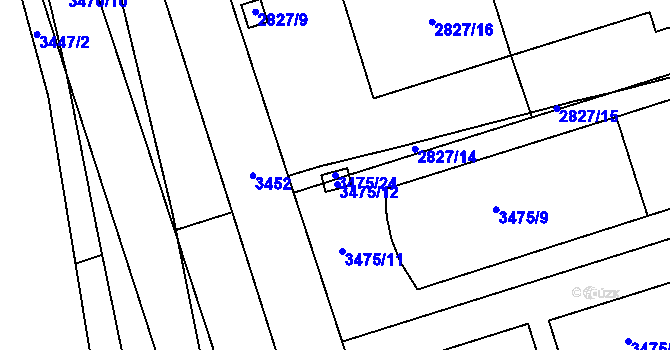 Parcela st. 3475/24 v KÚ Řečkovice, Katastrální mapa