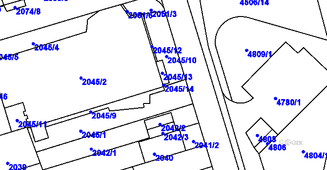 Parcela st. 2045/14 v KÚ Řečkovice, Katastrální mapa