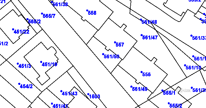 Parcela st. 561/50 v KÚ Řečkovice, Katastrální mapa