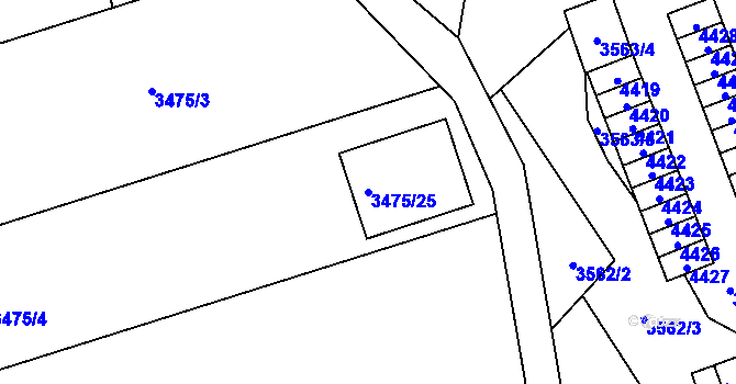 Parcela st. 3475/25 v KÚ Řečkovice, Katastrální mapa