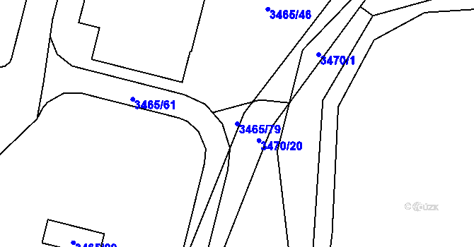 Parcela st. 3465/79 v KÚ Řečkovice, Katastrální mapa