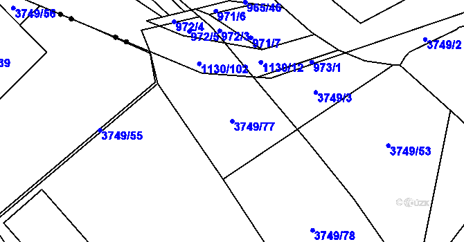 Parcela st. 3749/77 v KÚ Řečkovice, Katastrální mapa