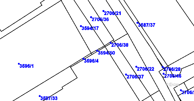 Parcela st. 3594/50 v KÚ Řečkovice, Katastrální mapa
