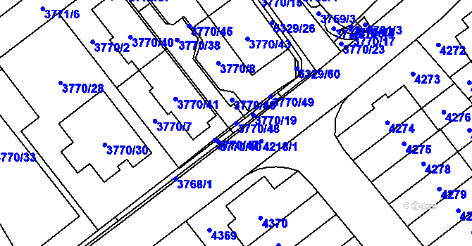 Parcela st. 3770/48 v KÚ Řečkovice, Katastrální mapa