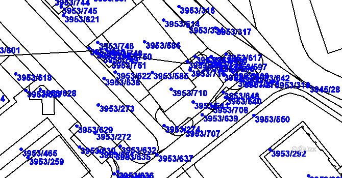 Parcela st. 3953/710 v KÚ Řečkovice, Katastrální mapa