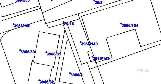 Parcela st. 3966/140 v KÚ Řečkovice, Katastrální mapa
