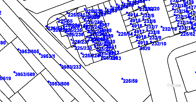 Parcela st. 225/228 v KÚ Řečkovice, Katastrální mapa
