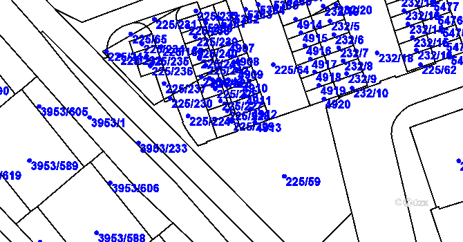 Parcela st. 225/229 v KÚ Řečkovice, Katastrální mapa