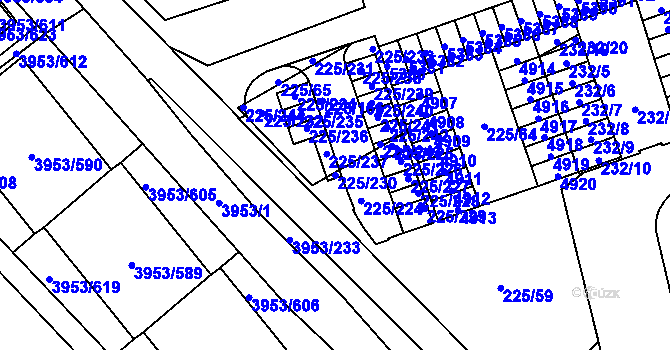 Parcela st. 225/230 v KÚ Řečkovice, Katastrální mapa