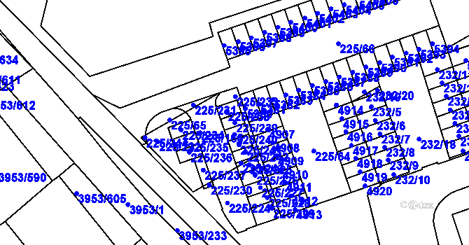 Parcela st. 225/239 v KÚ Řečkovice, Katastrální mapa