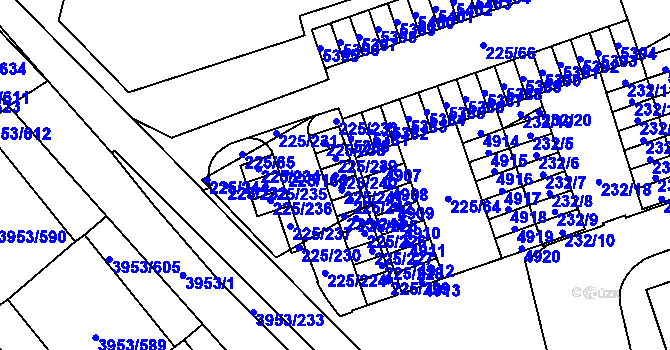 Parcela st. 225/240 v KÚ Řečkovice, Katastrální mapa