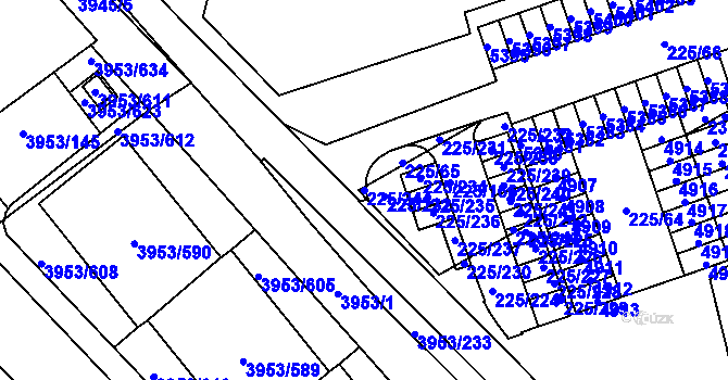 Parcela st. 225/244 v KÚ Řečkovice, Katastrální mapa