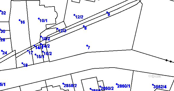 Parcela st. 7 v KÚ Mokrá Hora, Katastrální mapa