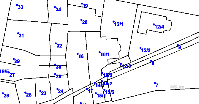 Parcela st. 10/1 v KÚ Mokrá Hora, Katastrální mapa