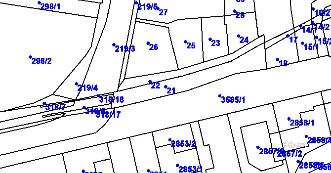 Parcela st. 21 v KÚ Mokrá Hora, Katastrální mapa