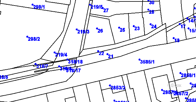 Parcela st. 22 v KÚ Mokrá Hora, Katastrální mapa