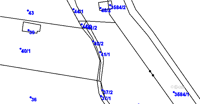 Parcela st. 41/1 v KÚ Mokrá Hora, Katastrální mapa