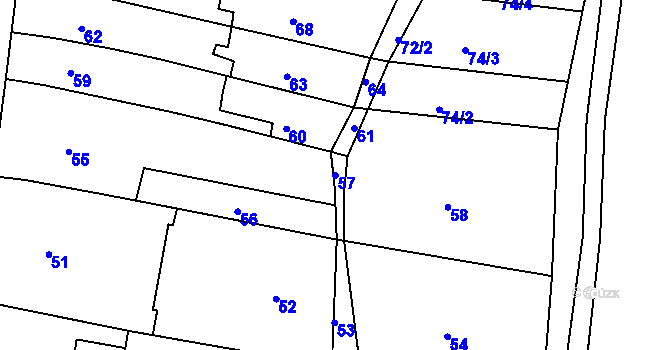 Parcela st. 57 v KÚ Mokrá Hora, Katastrální mapa