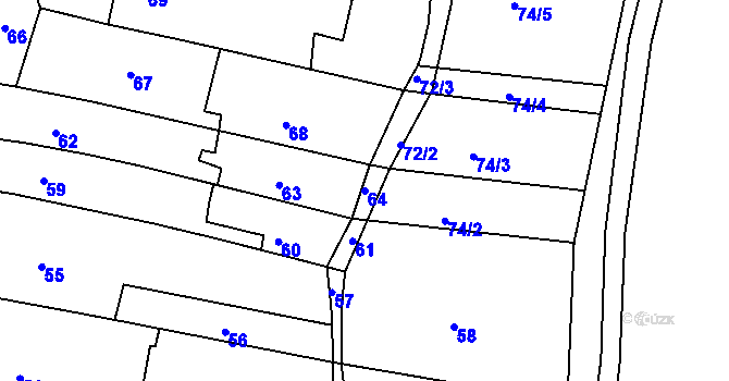 Parcela st. 64 v KÚ Mokrá Hora, Katastrální mapa