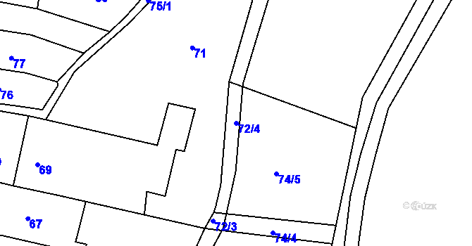 Parcela st. 72/4 v KÚ Mokrá Hora, Katastrální mapa