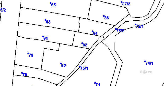 Parcela st. 82 v KÚ Mokrá Hora, Katastrální mapa