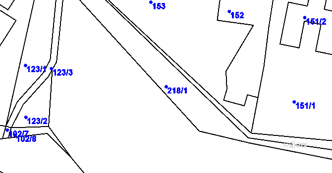 Parcela st. 218/1 v KÚ Mokrá Hora, Katastrální mapa