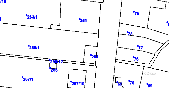 Parcela st. 264 v KÚ Mokrá Hora, Katastrální mapa