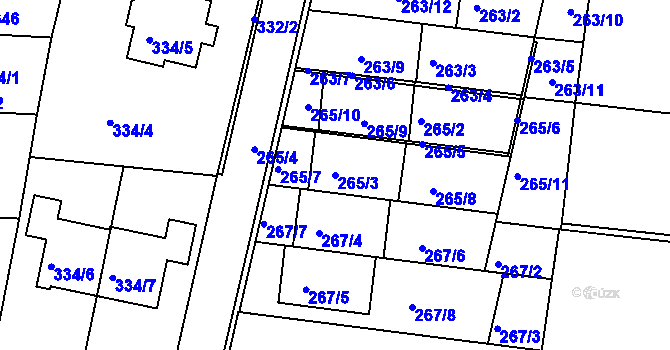 Parcela st. 265/3 v KÚ Mokrá Hora, Katastrální mapa