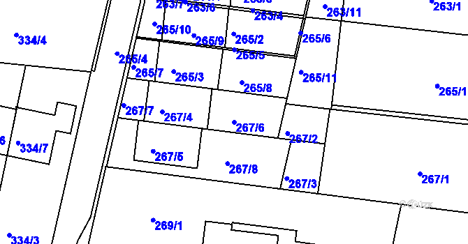 Parcela st. 267/6 v KÚ Mokrá Hora, Katastrální mapa