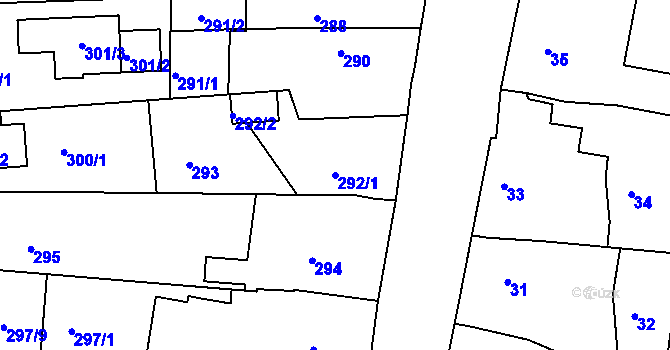 Parcela st. 292/1 v KÚ Mokrá Hora, Katastrální mapa