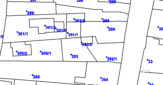 Parcela st. 292/2 v KÚ Mokrá Hora, Katastrální mapa
