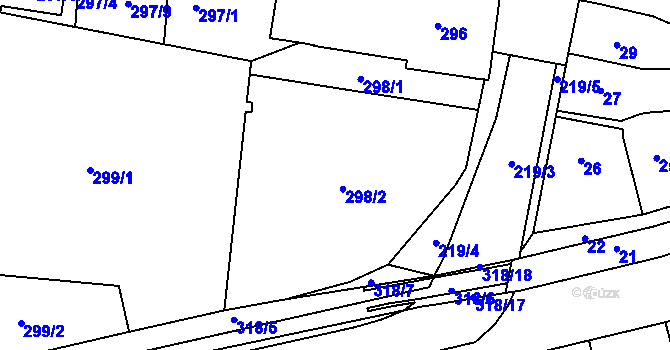 Parcela st. 298 v KÚ Mokrá Hora, Katastrální mapa