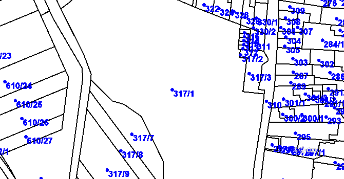 Parcela st. 317/1 v KÚ Mokrá Hora, Katastrální mapa