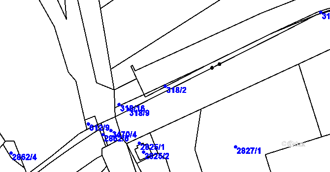 Parcela st. 318/2 v KÚ Mokrá Hora, Katastrální mapa