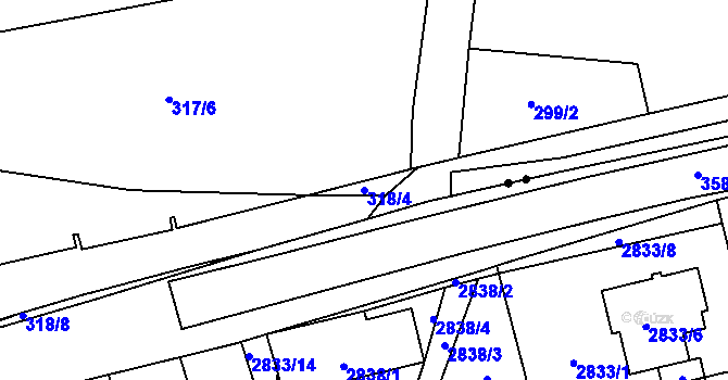 Parcela st. 318/4 v KÚ Mokrá Hora, Katastrální mapa