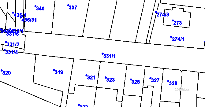 Parcela st. 331/1 v KÚ Mokrá Hora, Katastrální mapa