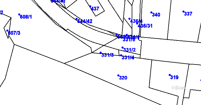 Parcela st. 331/3 v KÚ Mokrá Hora, Katastrální mapa