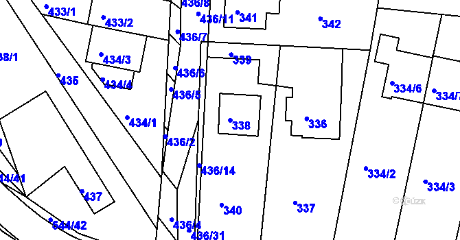 Parcela st. 338 v KÚ Mokrá Hora, Katastrální mapa