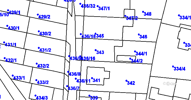 Parcela st. 343 v KÚ Mokrá Hora, Katastrální mapa