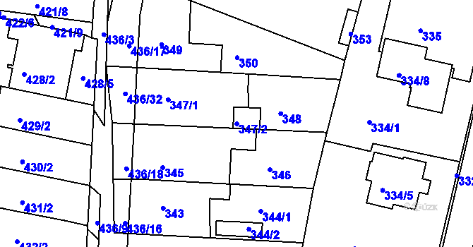 Parcela st. 347/2 v KÚ Mokrá Hora, Katastrální mapa