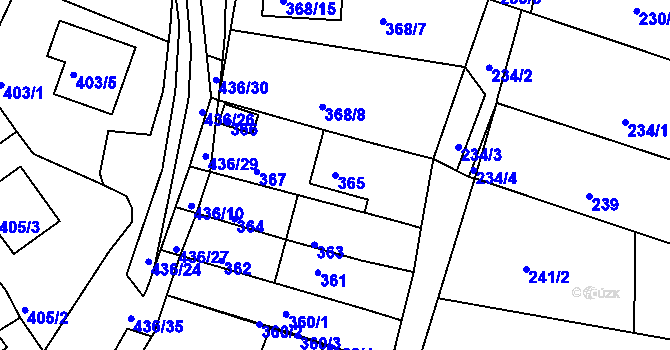Parcela st. 365 v KÚ Mokrá Hora, Katastrální mapa