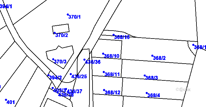 Parcela st. 368/10 v KÚ Mokrá Hora, Katastrální mapa