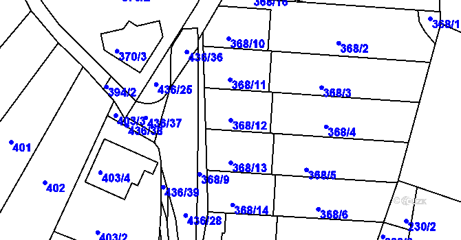 Parcela st. 368/12 v KÚ Mokrá Hora, Katastrální mapa