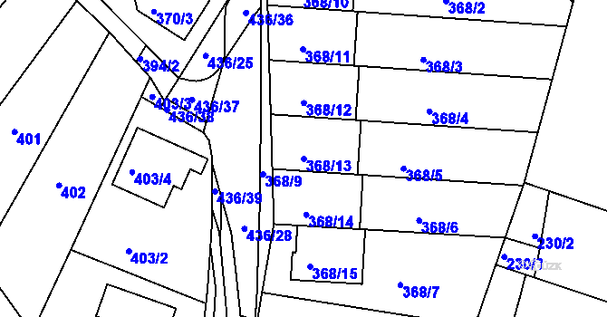 Parcela st. 368/13 v KÚ Mokrá Hora, Katastrální mapa