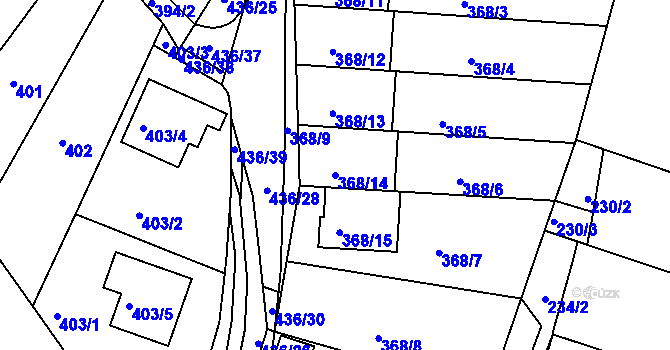 Parcela st. 368/14 v KÚ Mokrá Hora, Katastrální mapa