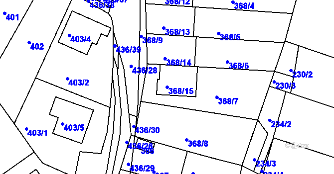 Parcela st. 368/15 v KÚ Mokrá Hora, Katastrální mapa