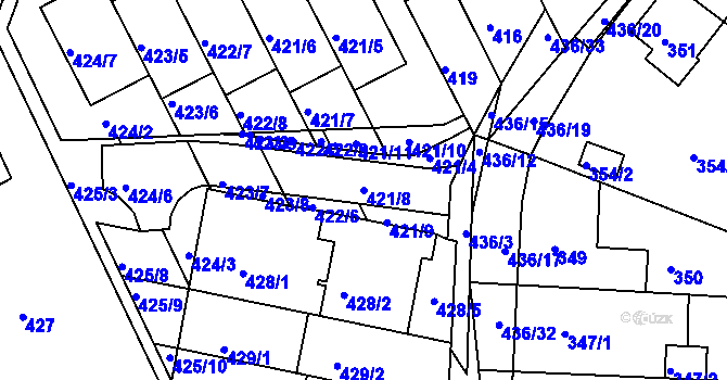 Parcela st. 421/8 v KÚ Mokrá Hora, Katastrální mapa